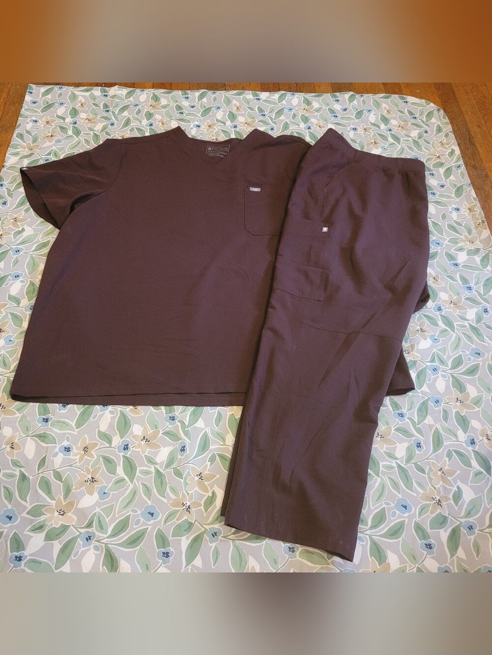 Womens Size 6XL FIGS Technical Collection Espresso Color Scrub Set Top Pants